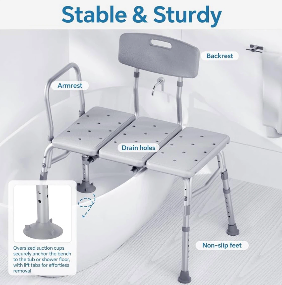 Adjustable Bathtub Transfer Bench - photo 3