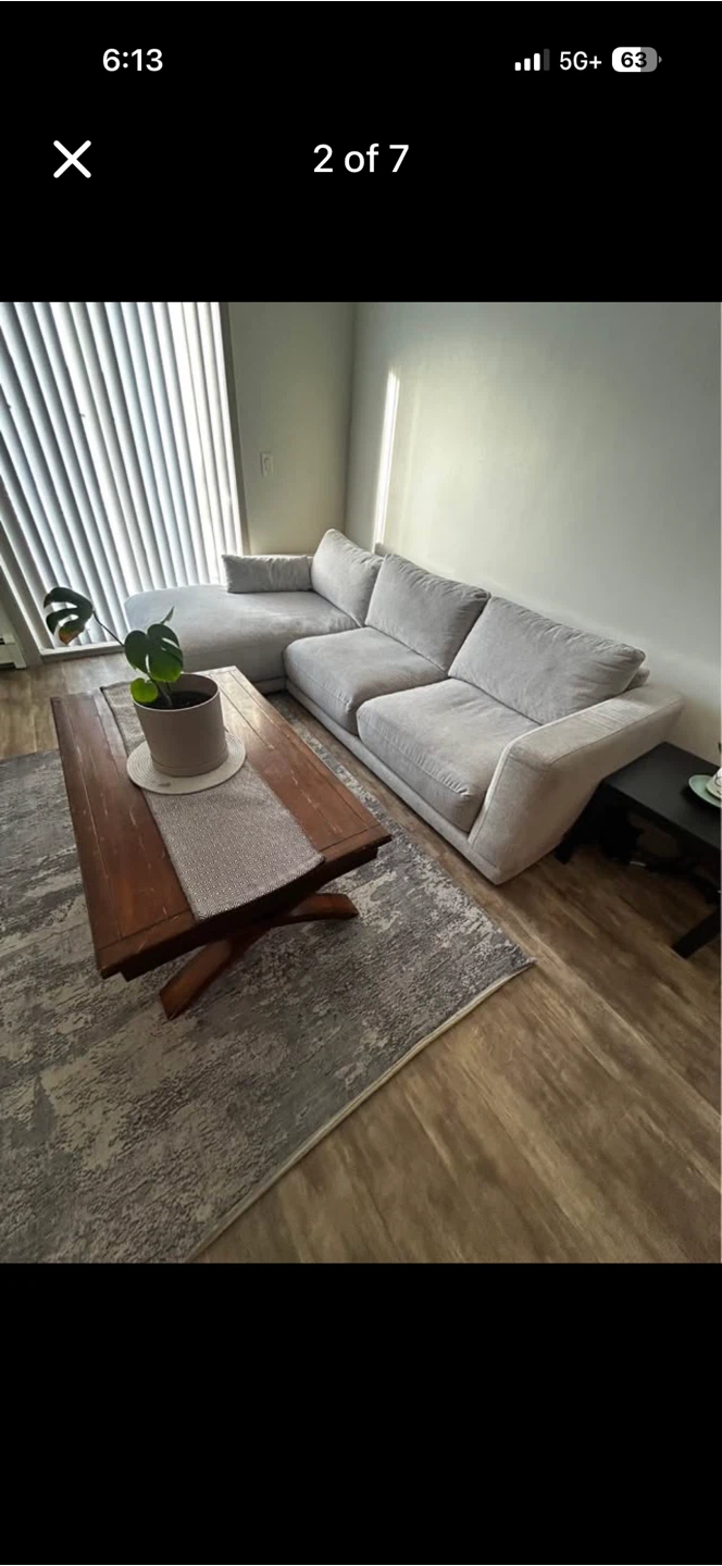 Light grey feather filled sectional sofa - photo 2
