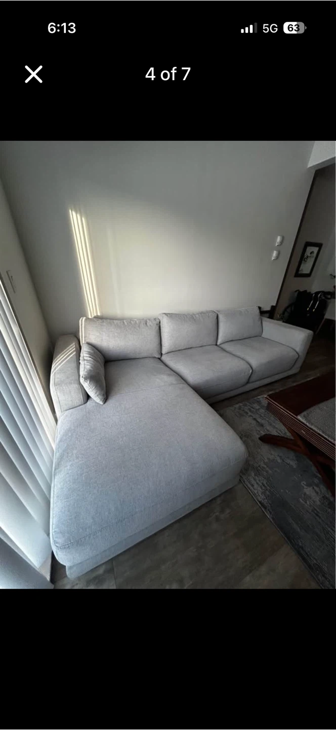 Light grey feather filled sectional sofa - photo 4