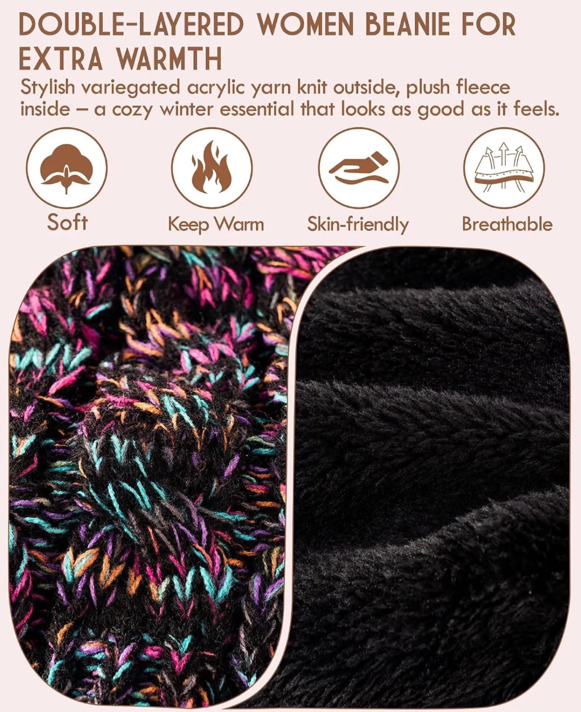 Women's Knit Pom Pom Beanie - photo 2