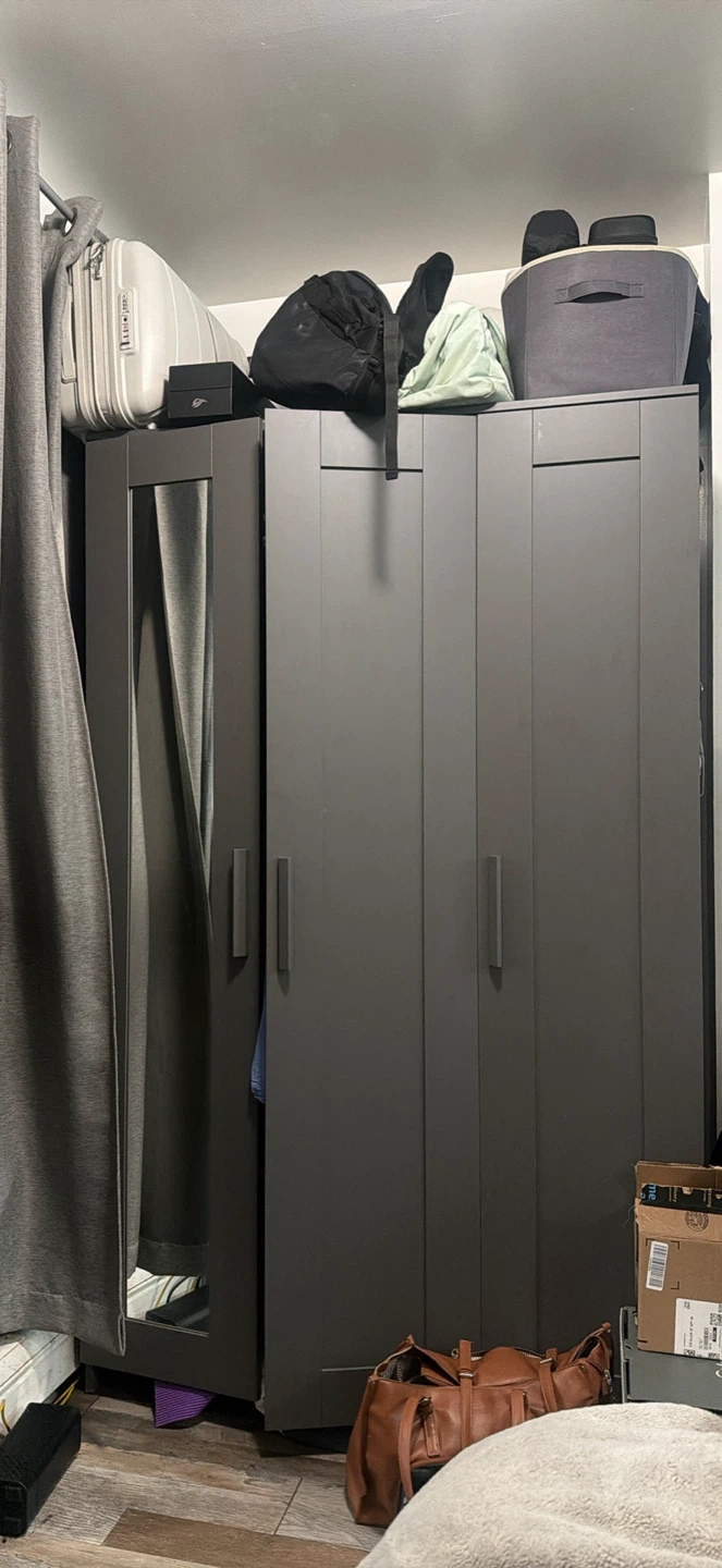Ikea Dark Gray Wardrobe with Mirrored Door