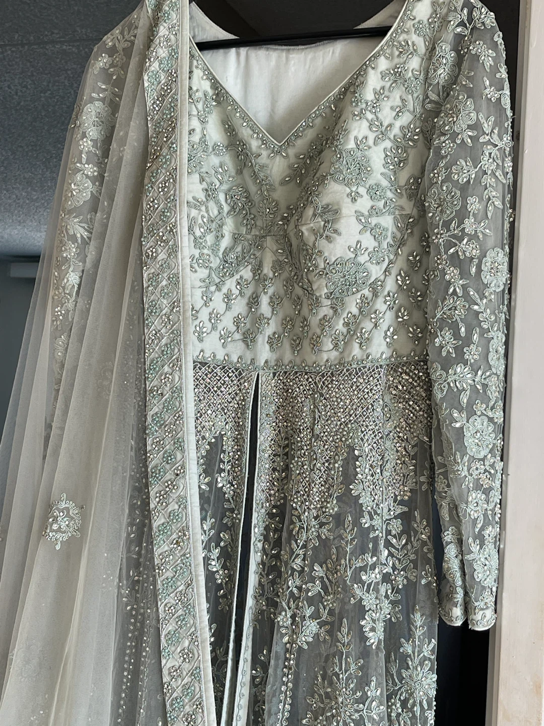 Light Green Embroidered Party Dress - photo 3