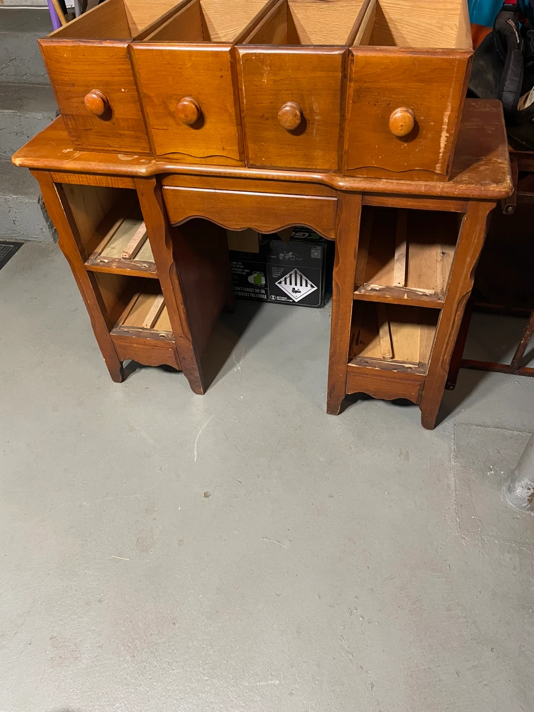 Vintage Wooden Vanity with Stool - photo 2