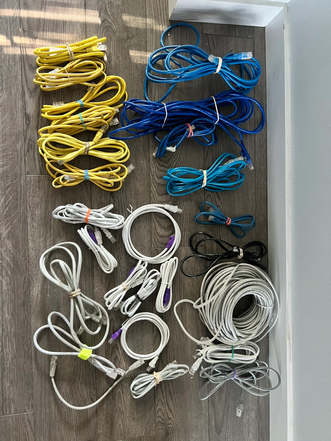 Big box of Internet Ethernet cables cat 5 cat5e cat 6 - photo 2