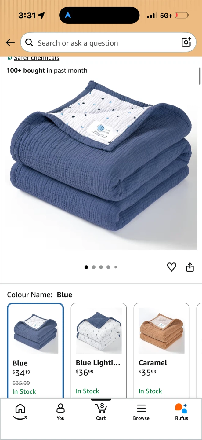 Lulu Moon Muslin Blanket Blue