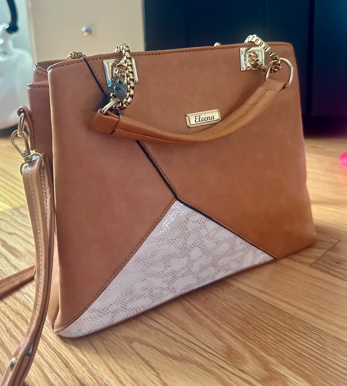 Brown Faux Leather Handbag