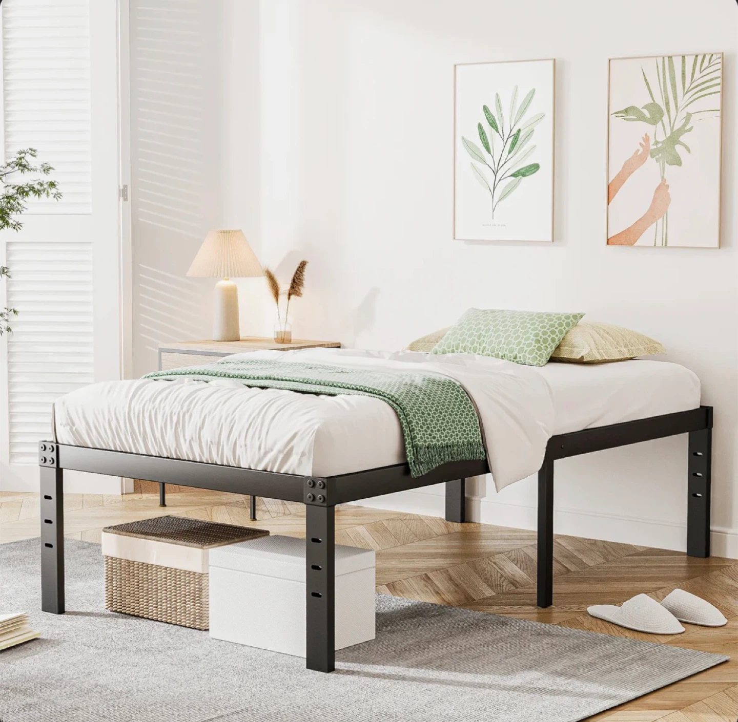 Black Metal Twin Bed Frame - photo 2
