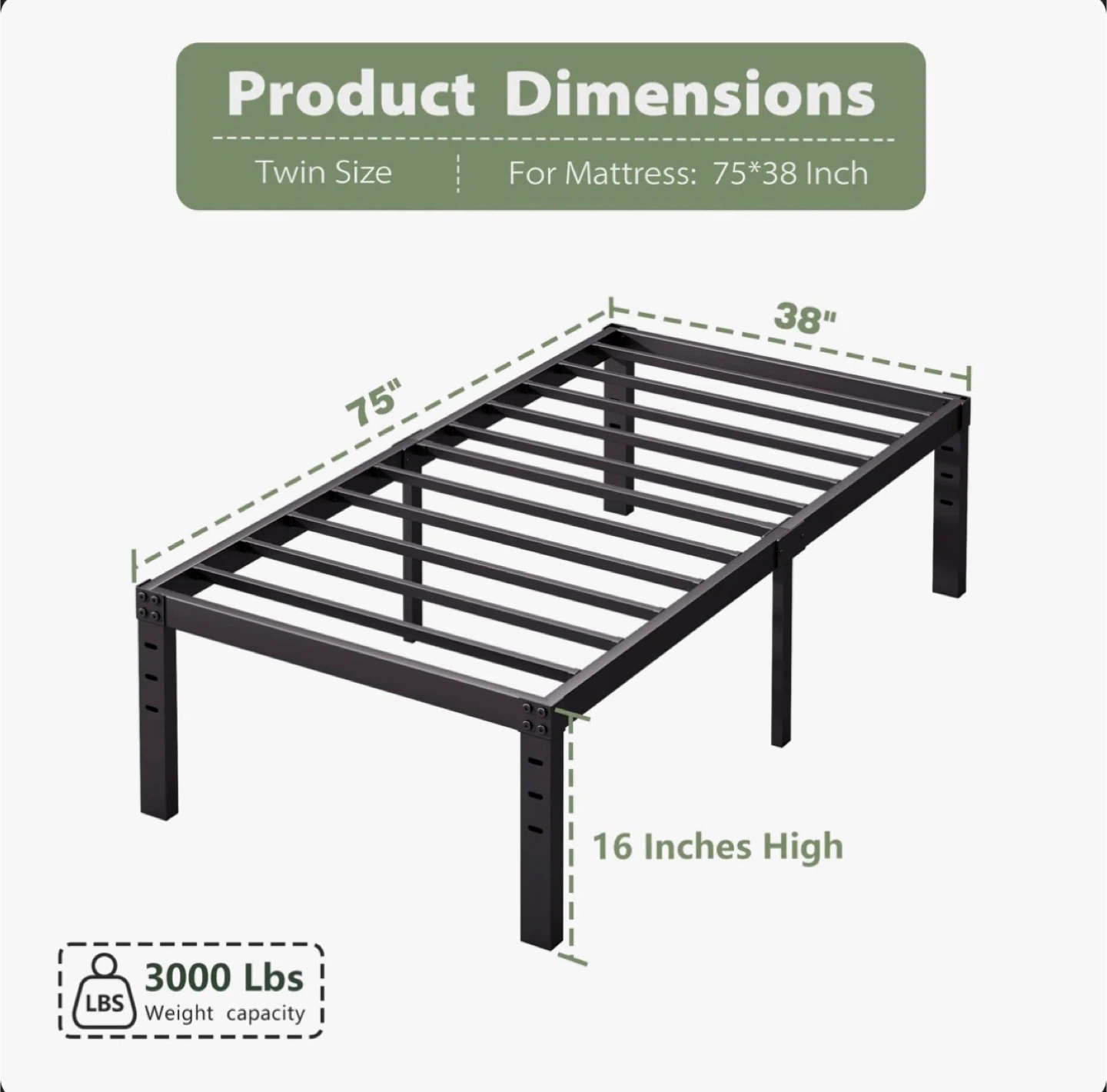 Black Metal Twin Bed Frame - photo 3