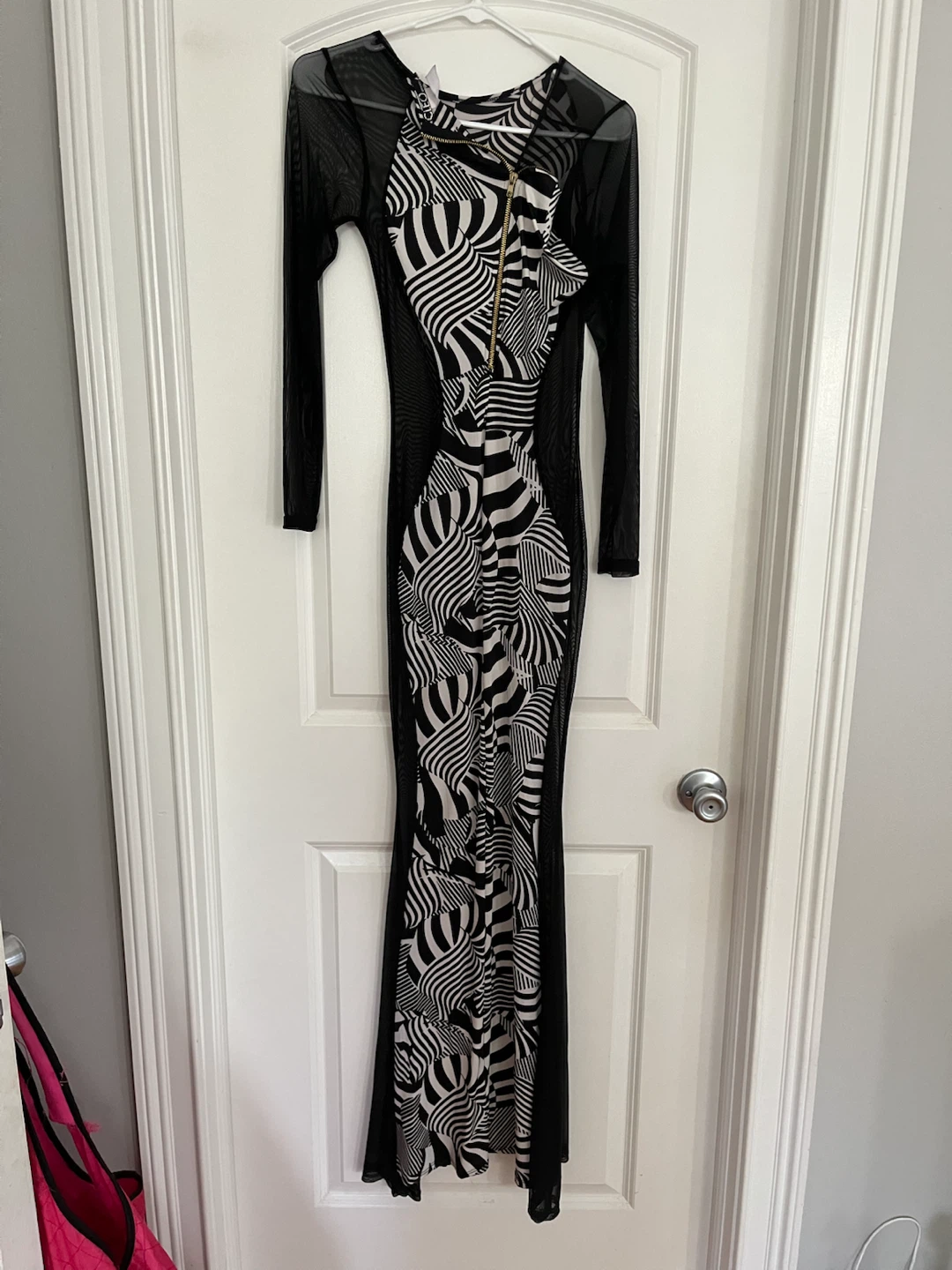 Cleo Apparel Black and White Mesh Dress
