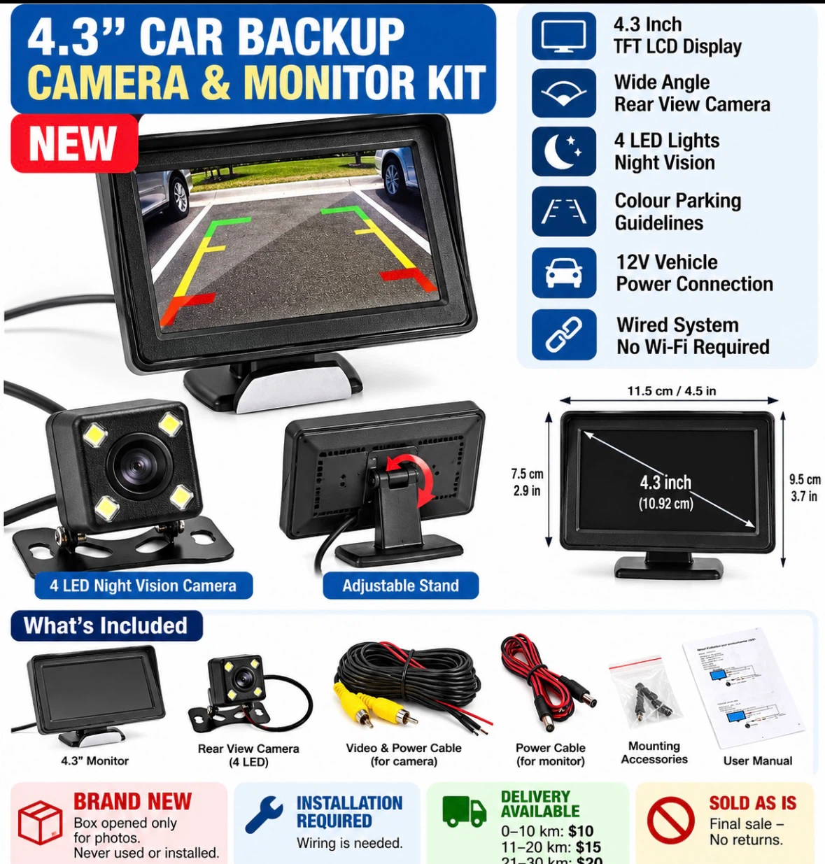 4.3 inch Car Backup Camera and Monitor Kit