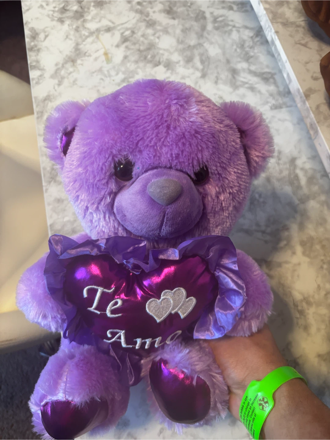 Purple Teddy Bear with Te Amo Heart