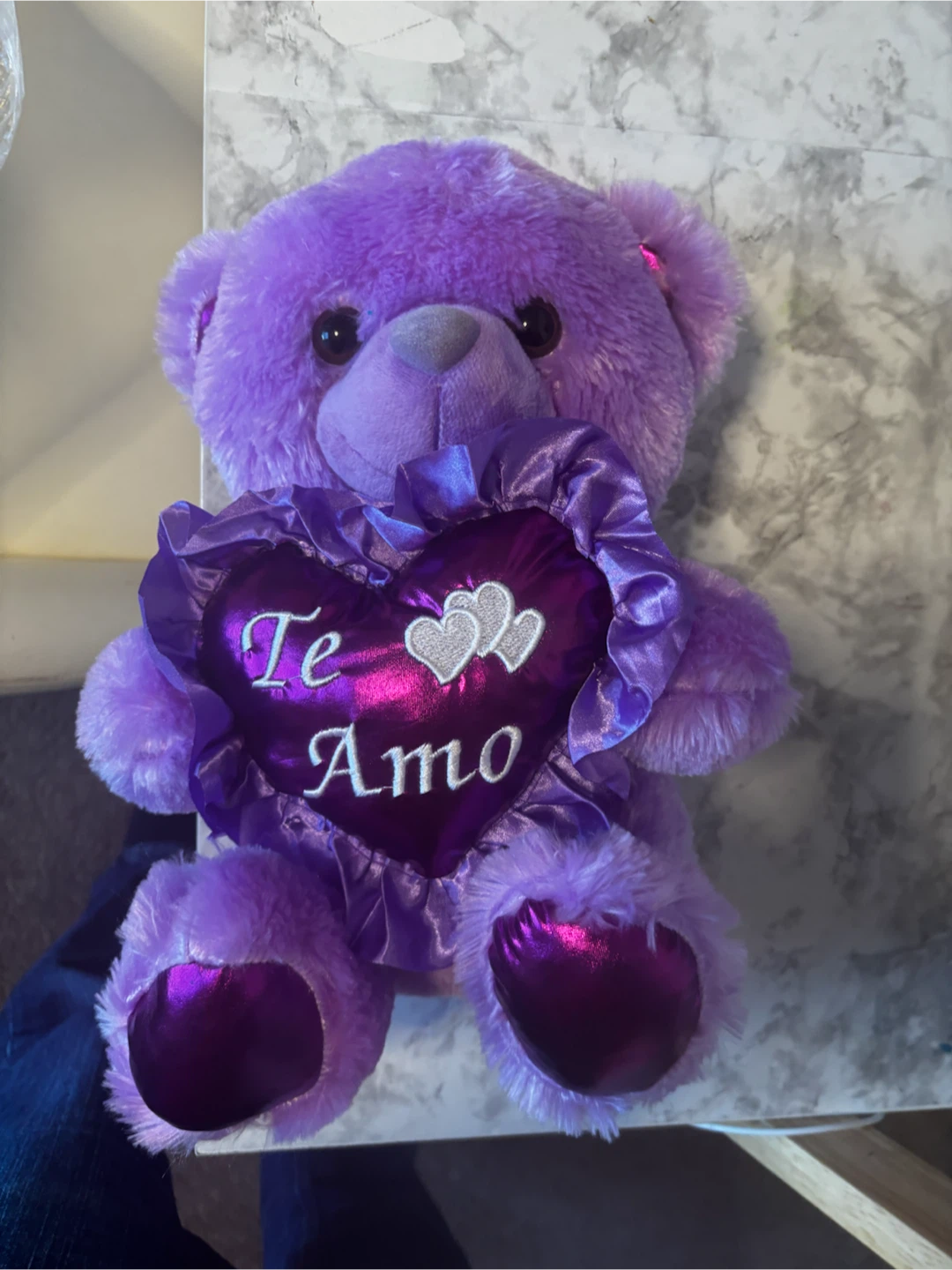 Purple Teddy Bear with Te Amo Heart - photo 2