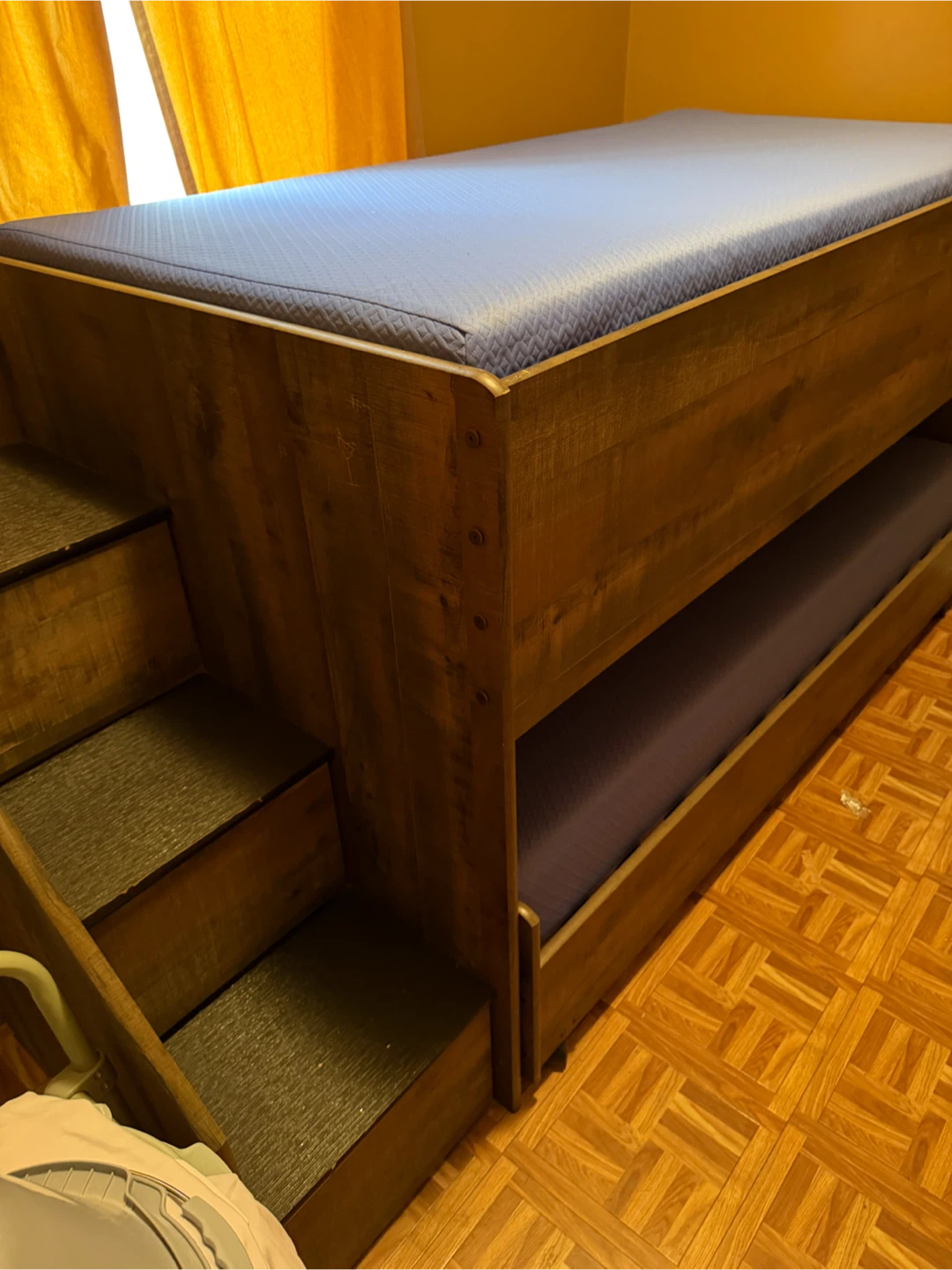 Twin Bunk Bed with Stairs and Trundle