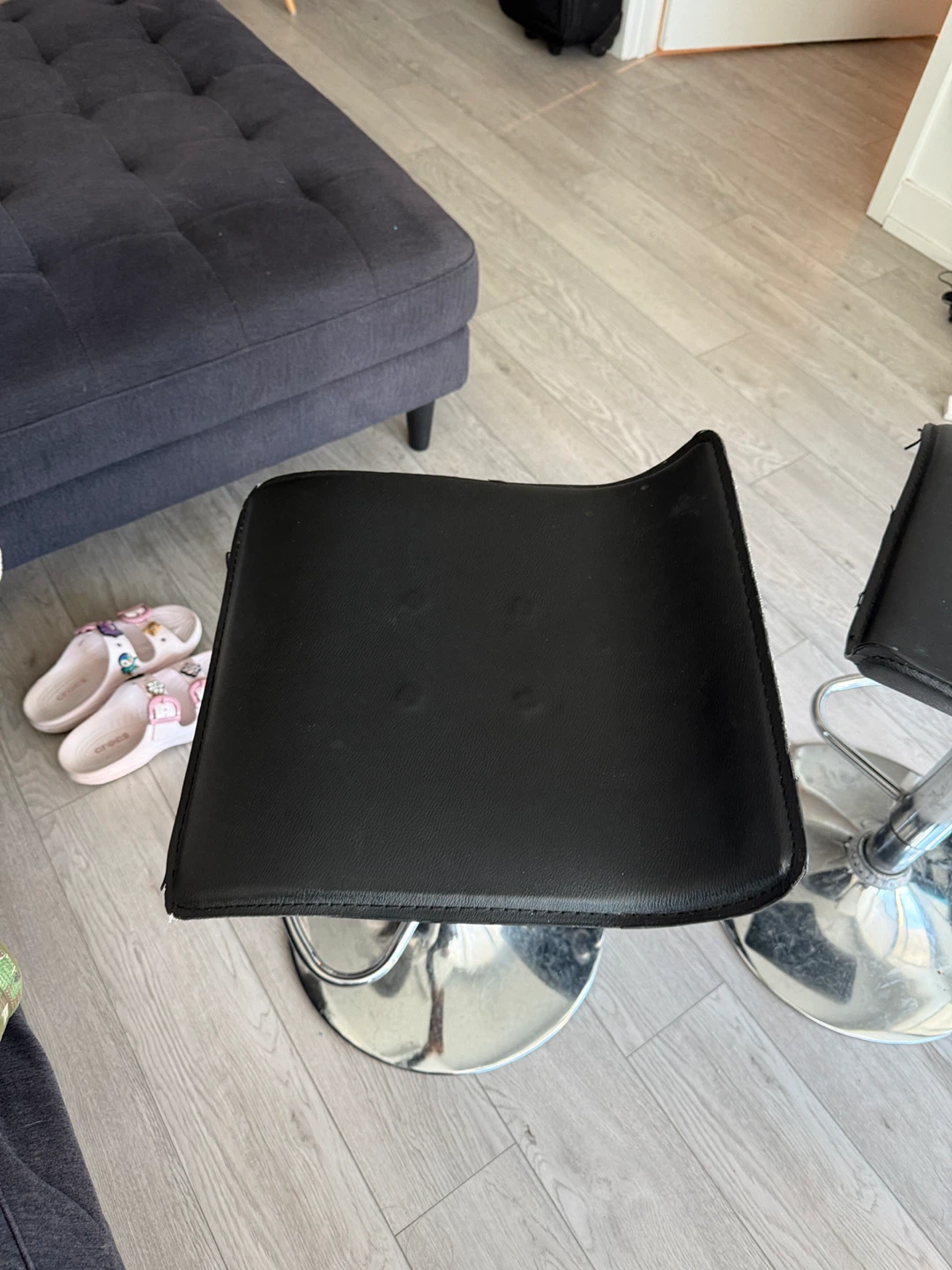 Set of Two Adjustable Black Bar Stools - photo 3