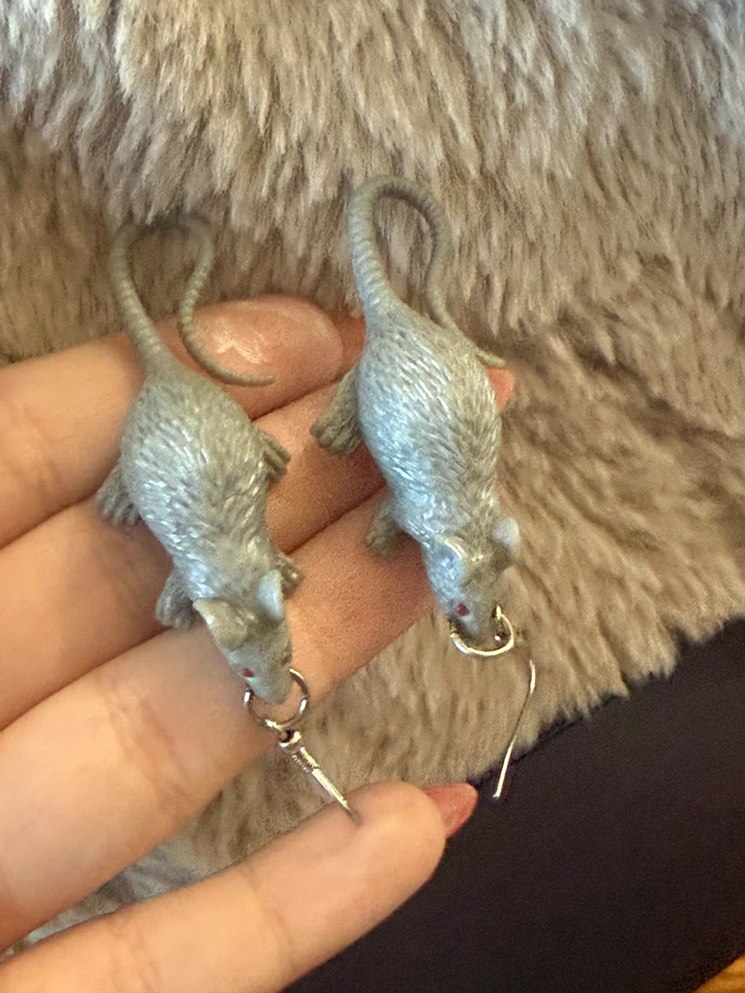 Grey Rat Earrings from Hot topic