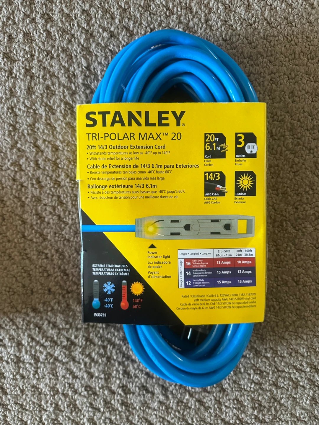 Stanley Tri-Polar Max 20ft Outdoor Extension Cord - photo 2