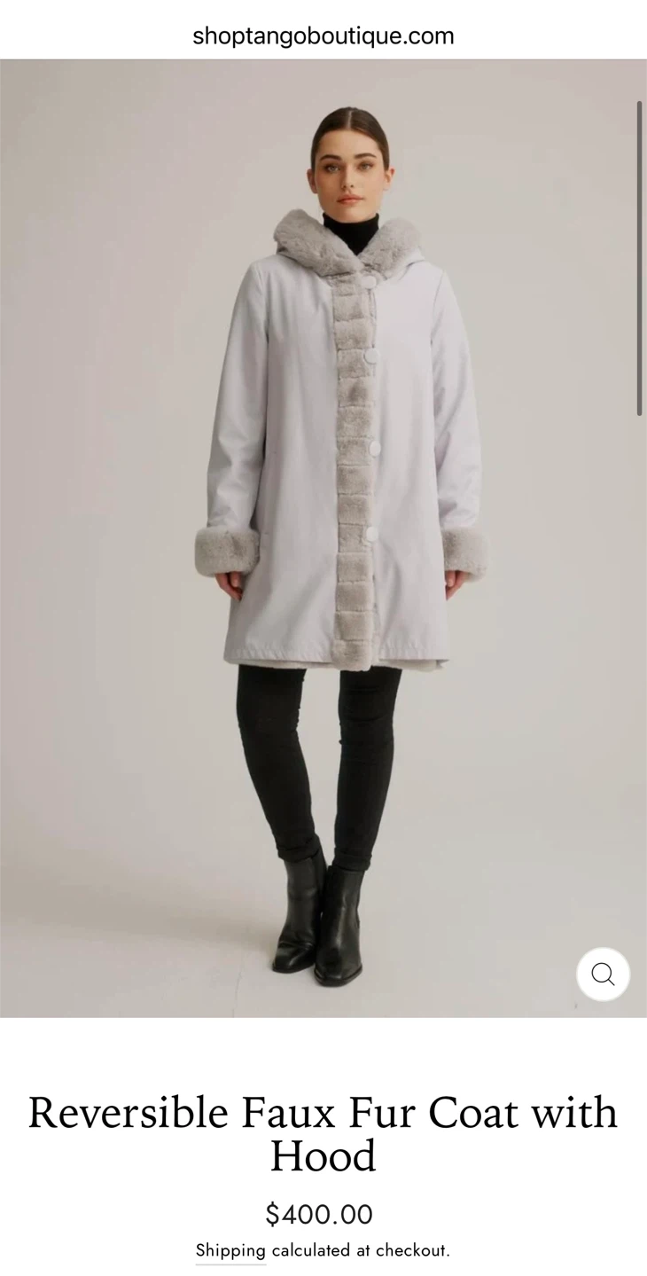 Reversible Faux Fur Coat with Hood - photo 3