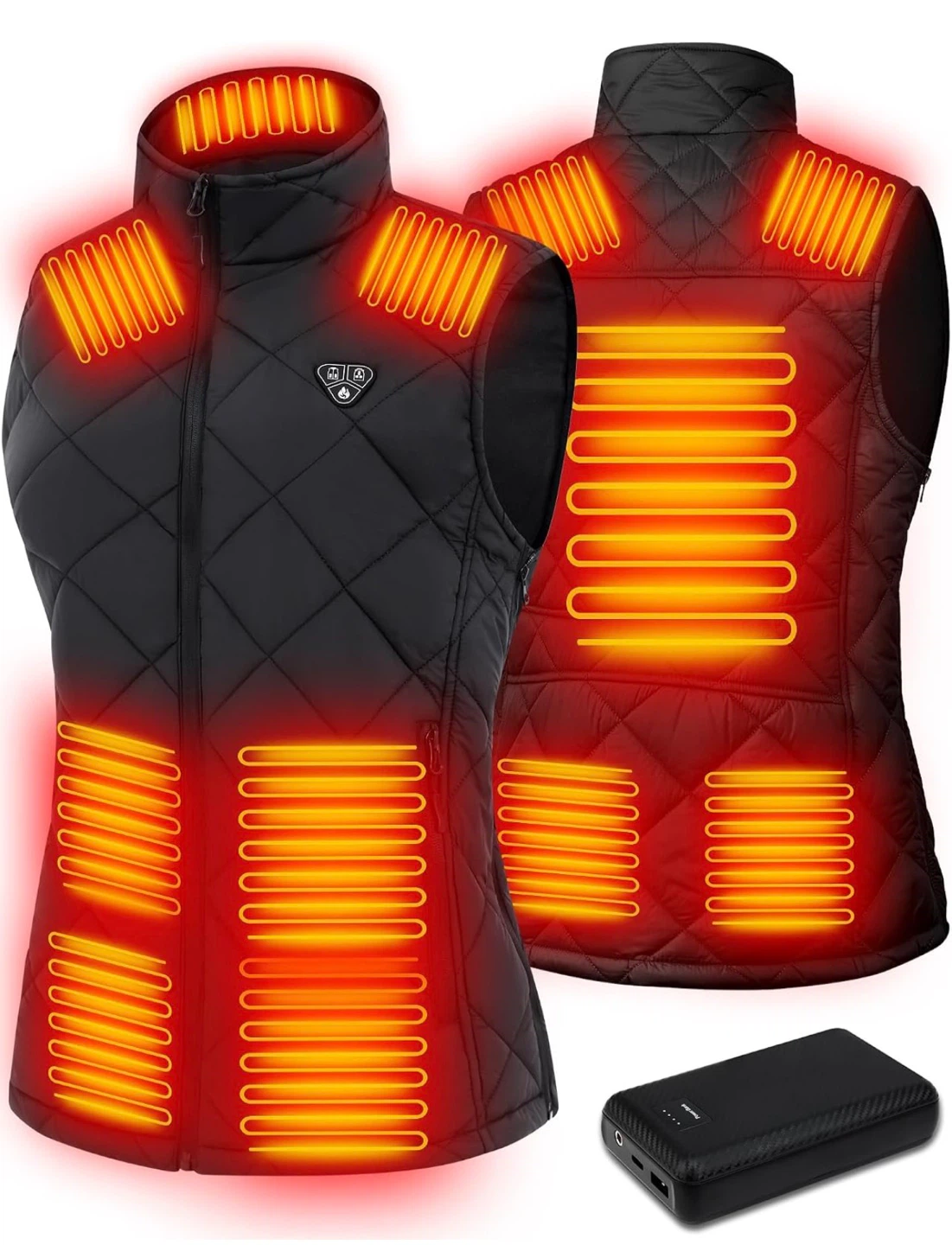 Unisex Heated Vest with 16000mAh Power Bank, Black, S-M