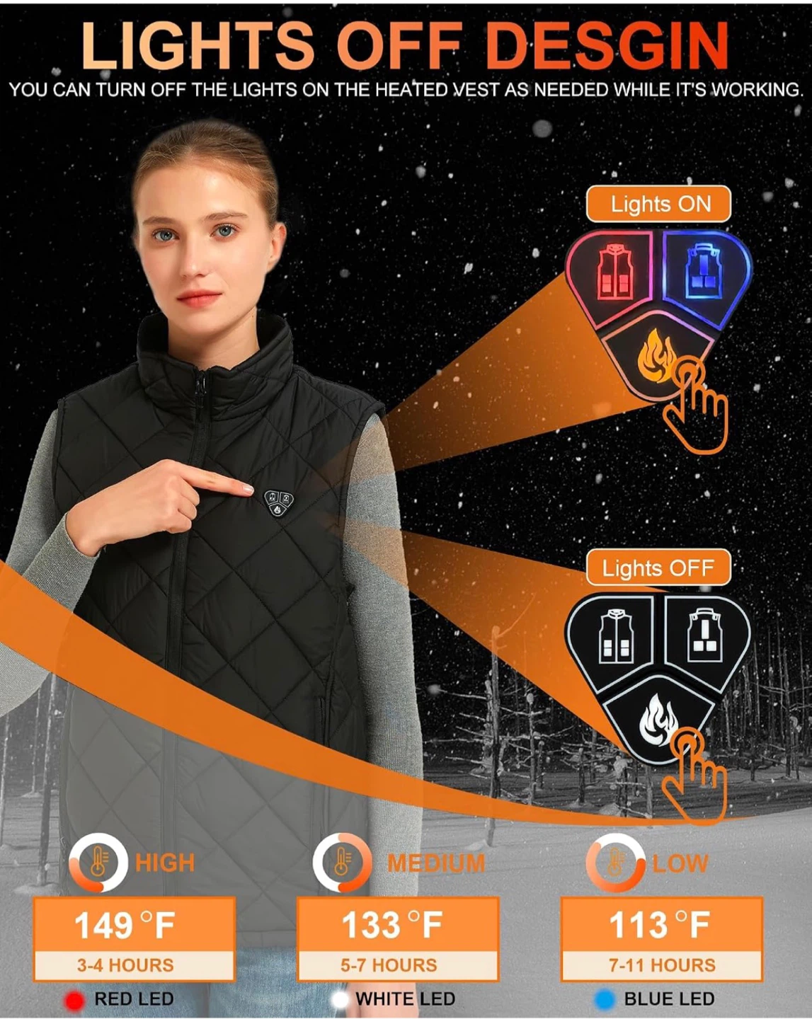 Unisex Heated Vest with 16000mAh Power Bank, Black, S-M - photo 2