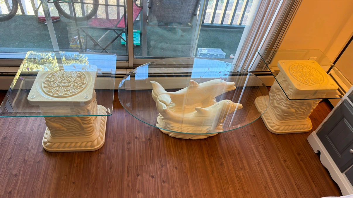 Dolphin Coffee Table and Two Side Table Set