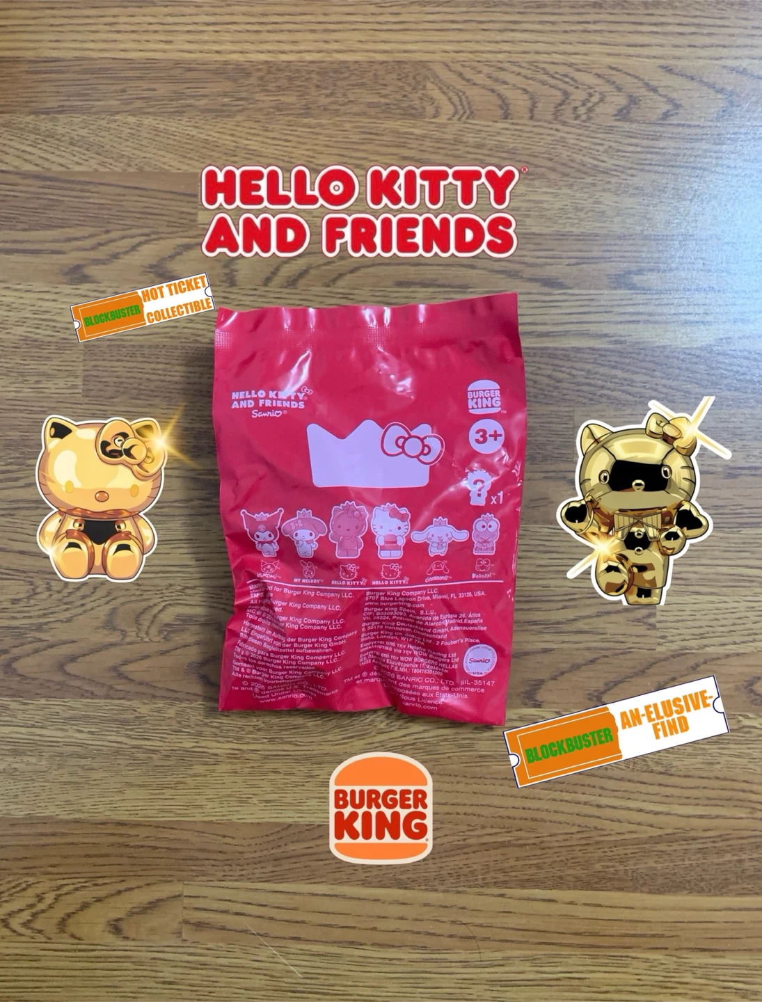 Burger King | Hello… (LE) King Jr… Meal Toy [Gold Hello Kitty]