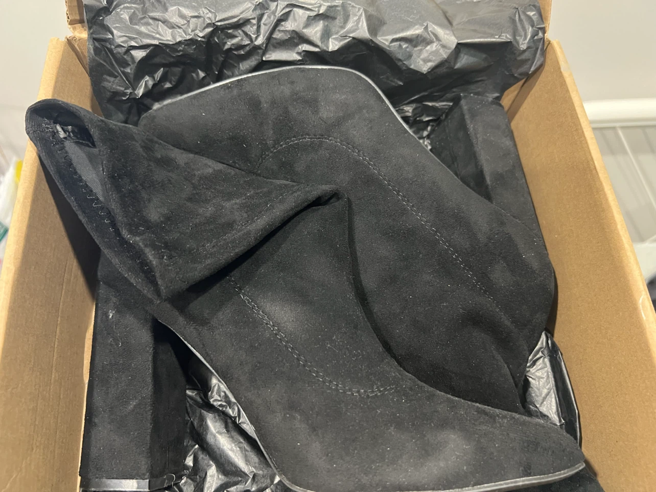 Boohoo Wide Fit Block Heel Sock Boots