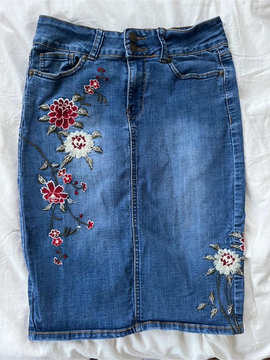 Vintage Embroidered Denim Skirt