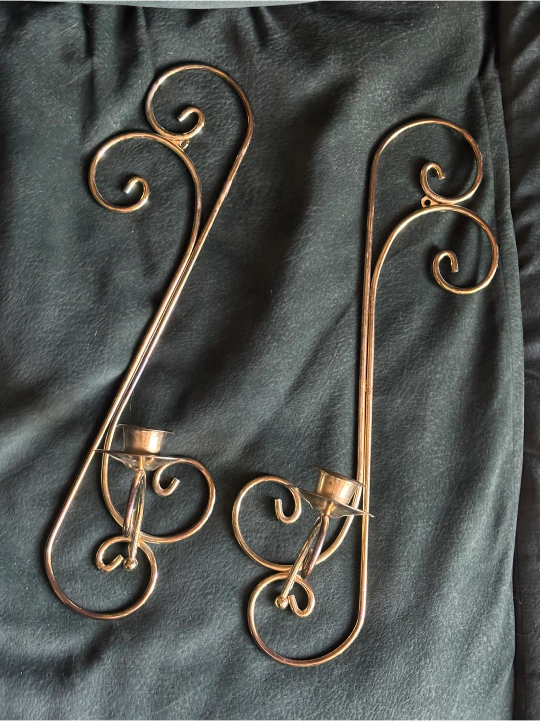 Vintage Brass Treble Clef Wall Sconces - Set of 2