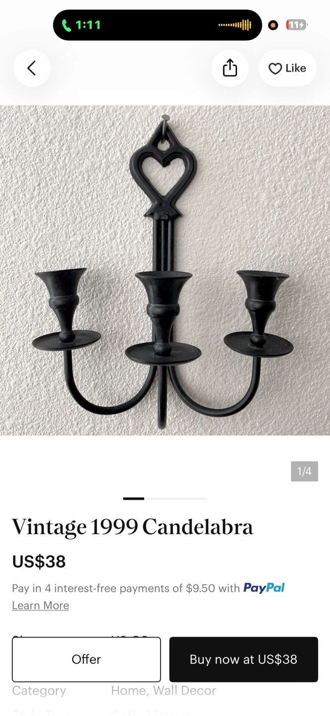 Vintage 1999 Black Wall Candelabra - photo 3