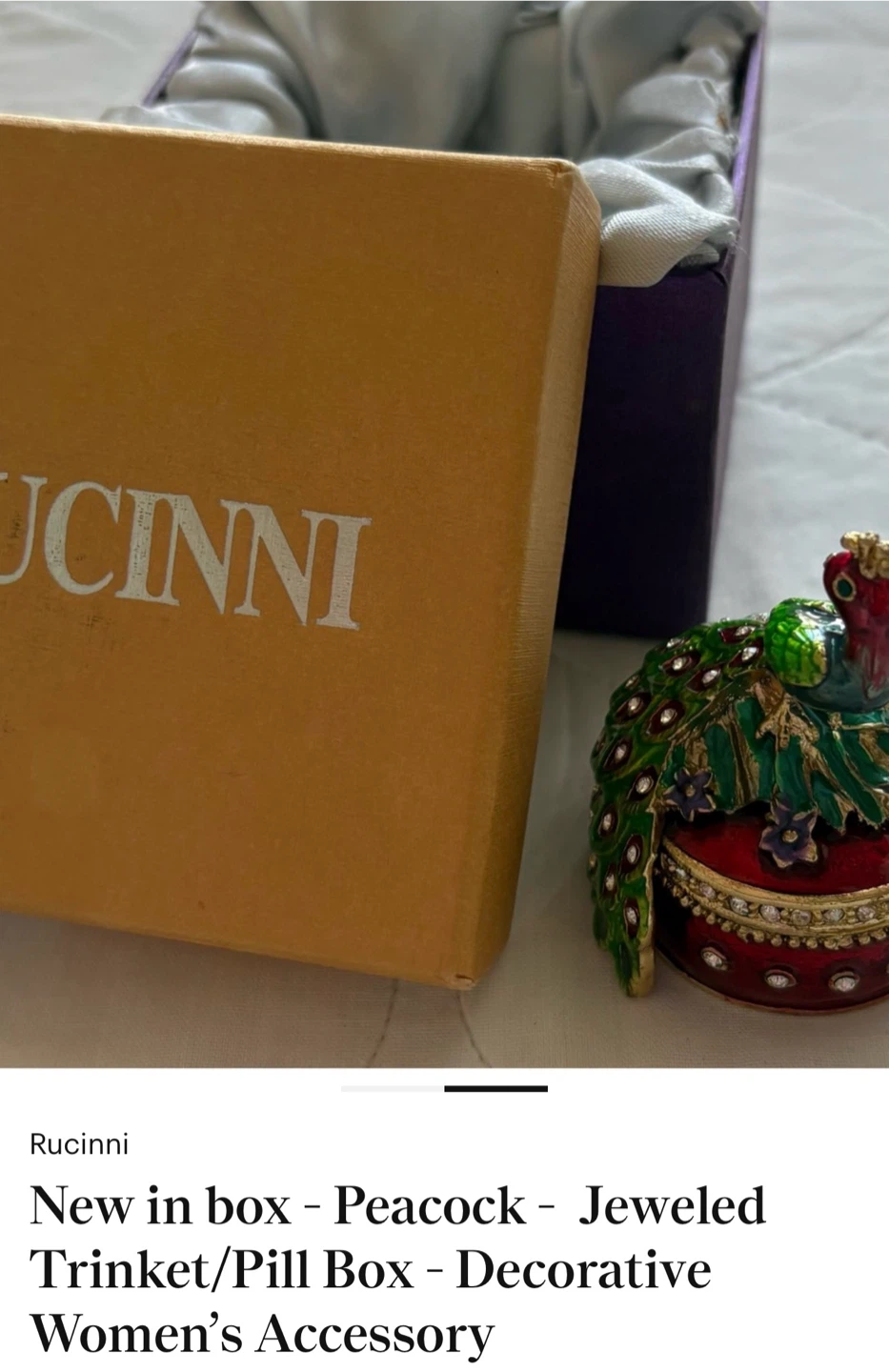 Rucinni Jeweled Peacock Trinket Box