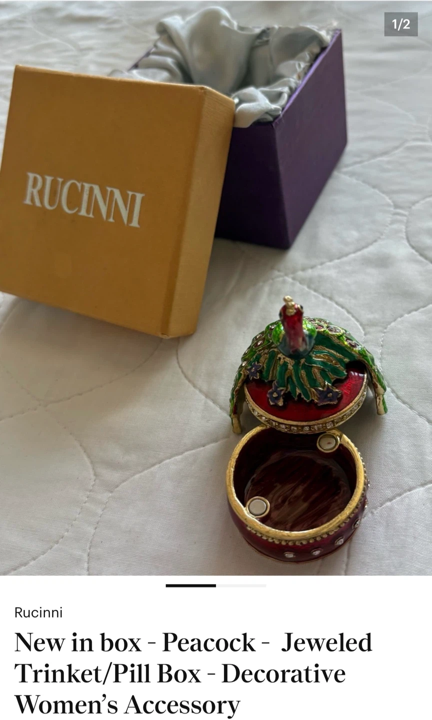 Rucinni Jeweled Peacock Trinket Box - photo 2