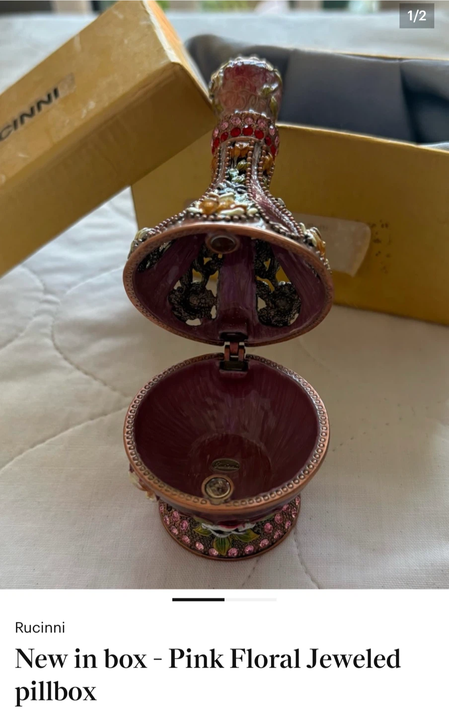 Rucinni Pink Floral Jeweled Pill Box - photo 2