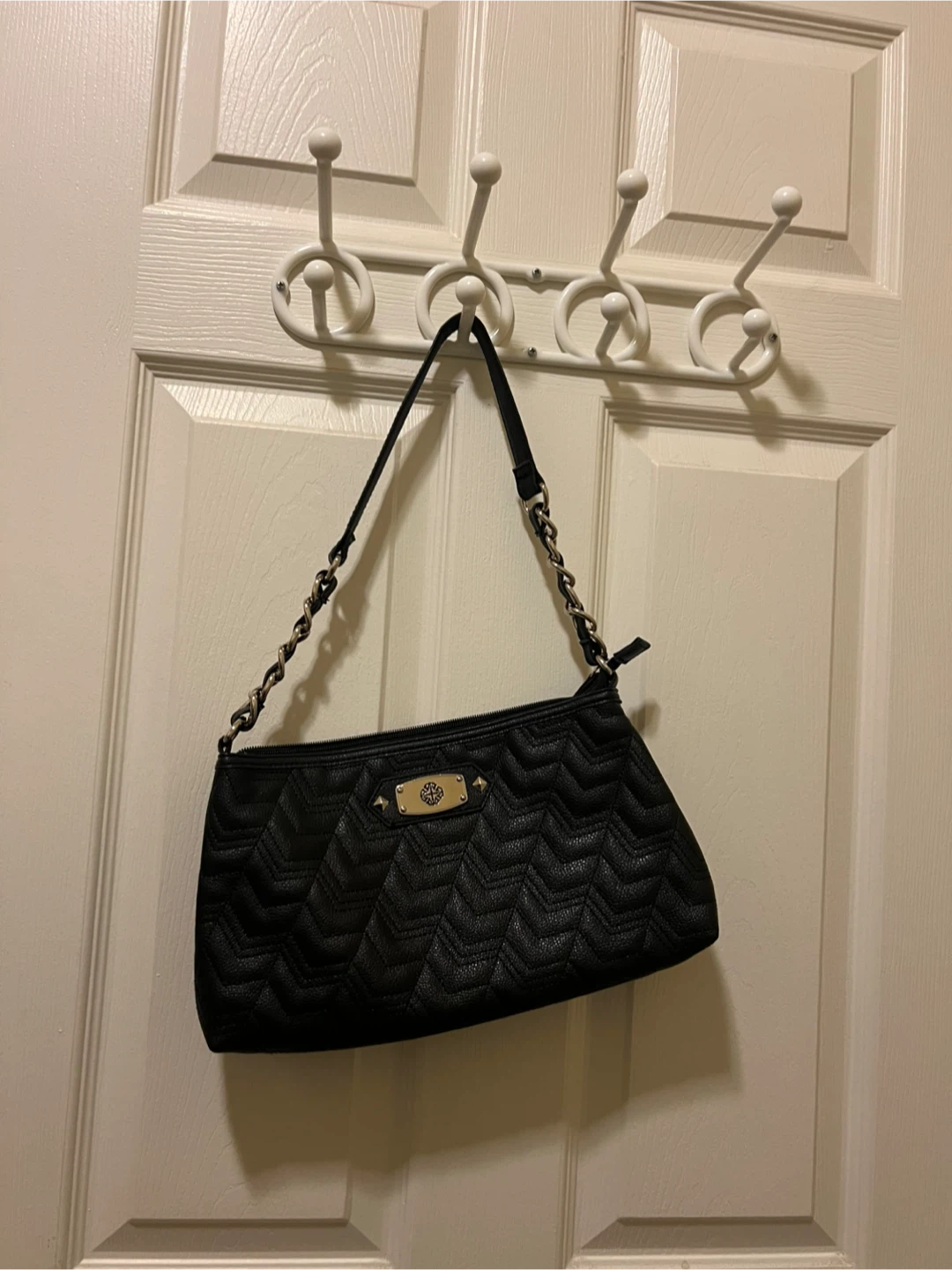 Black Chevron Pattern Shoulder Bag
