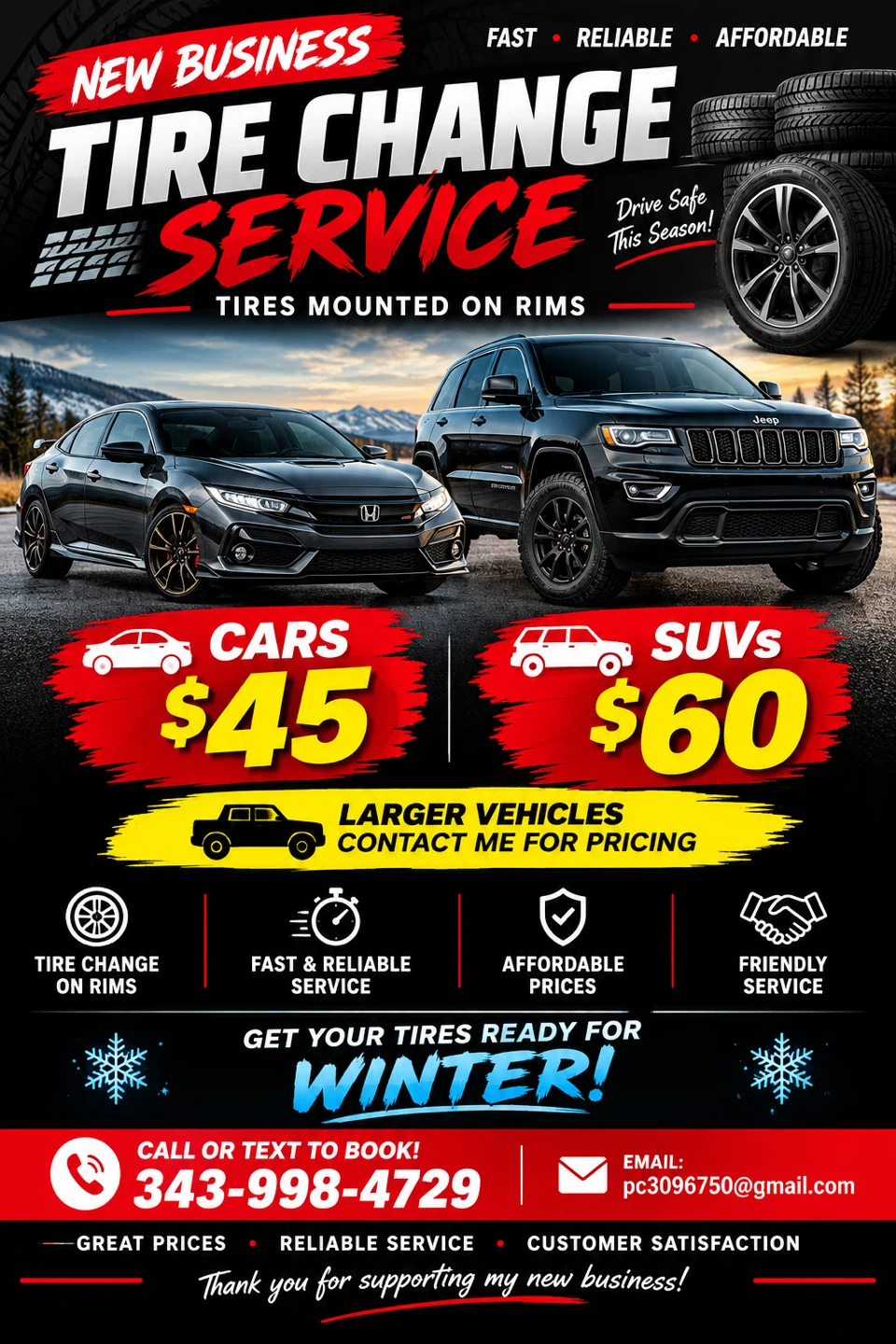 Tire change on rims