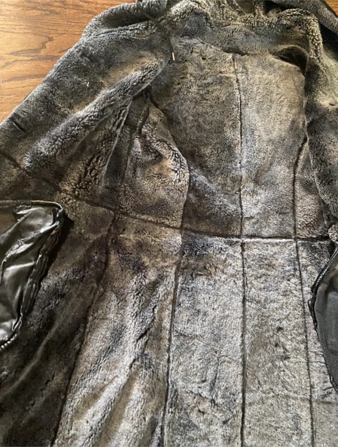Black Suede & Faux Fur Hooded Coat, Size S - photo 3