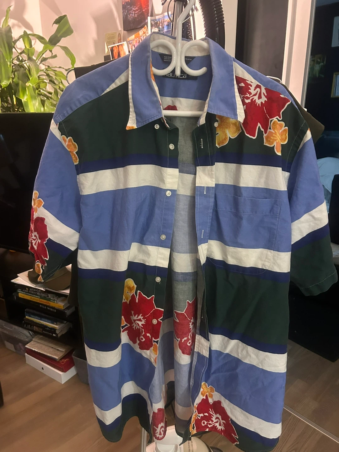 Nautica Floral Striped Shirt