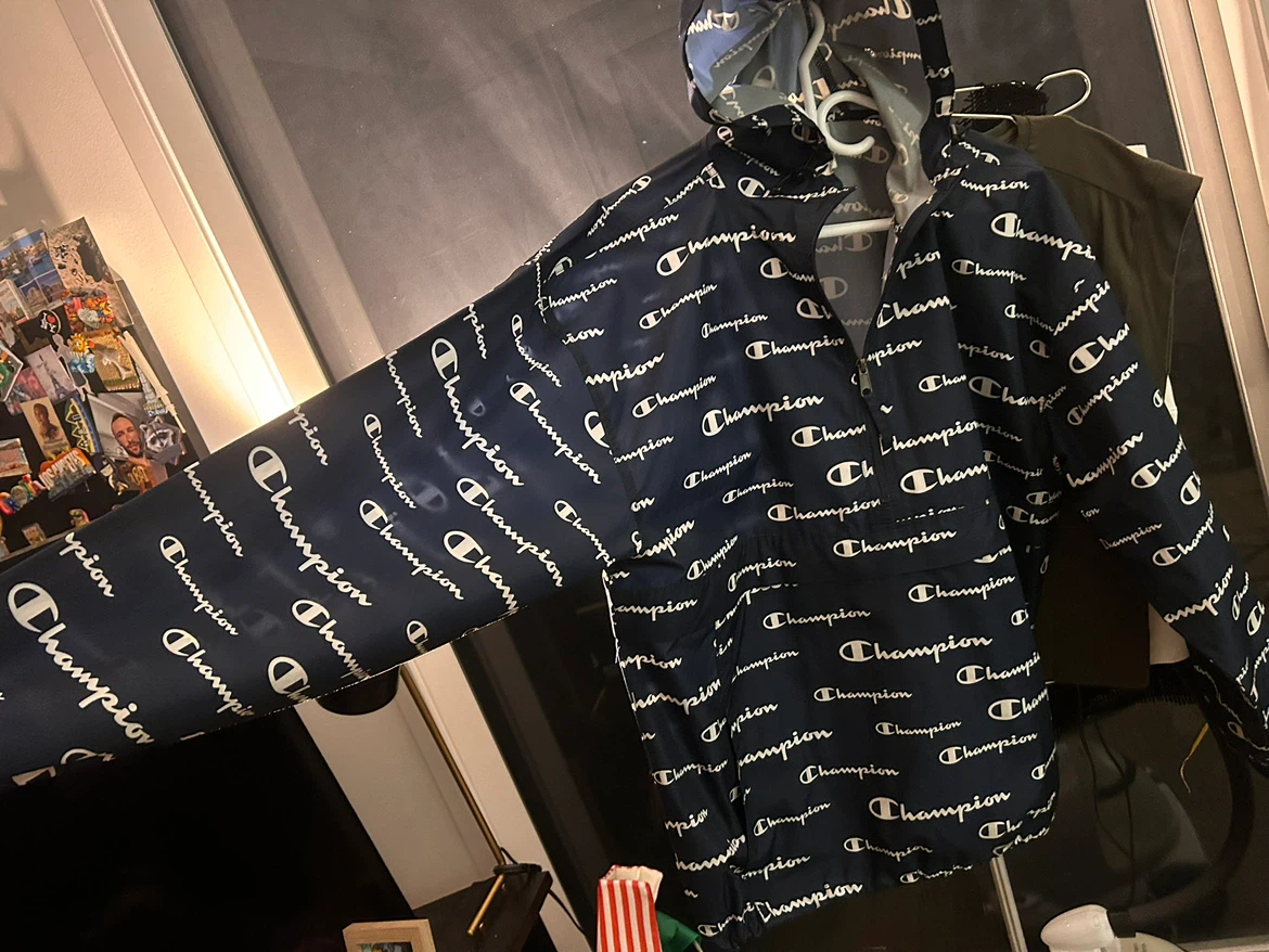Champion Navy Logo Anorak Jacket XL
