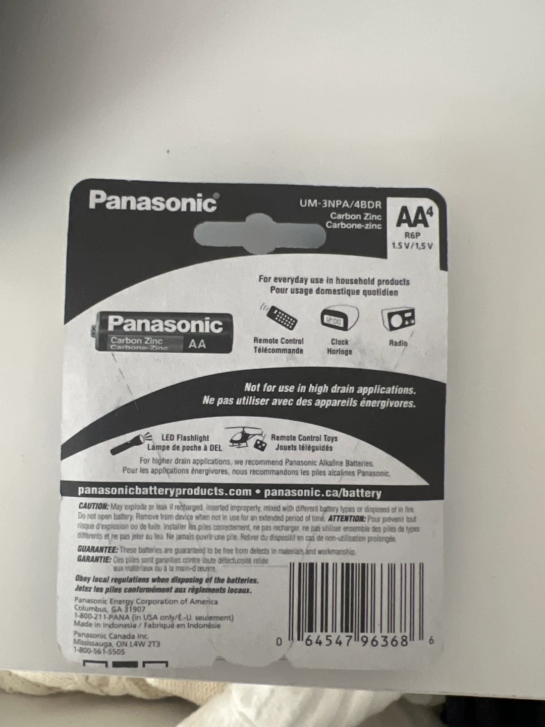 Panasonic AA Carbon Zinc Batteries (4 Pack) - photo 2