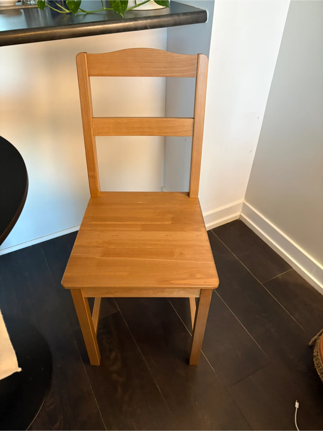 Black Metal Table and Two Wooden Chairs - photo 3