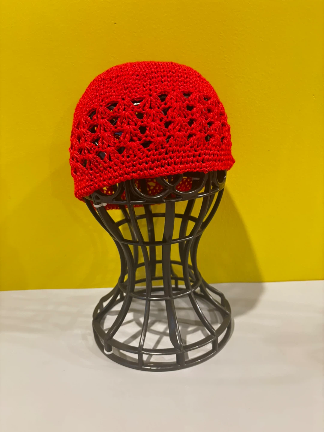 Red Crochet Beanie Hat