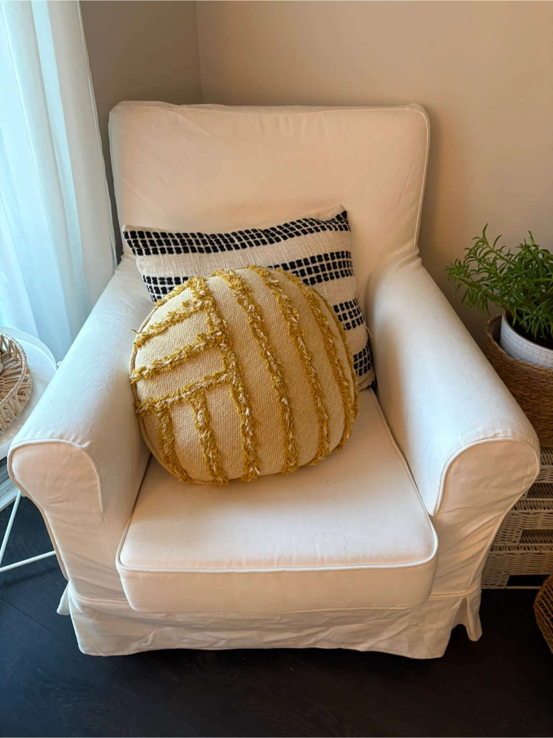White Slipcovered Armchair