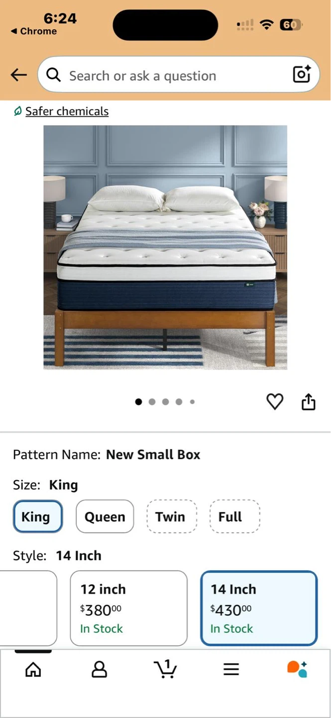 Zinus King 14-Inch Green Tea Cooling Gel Memory Foam Mattress