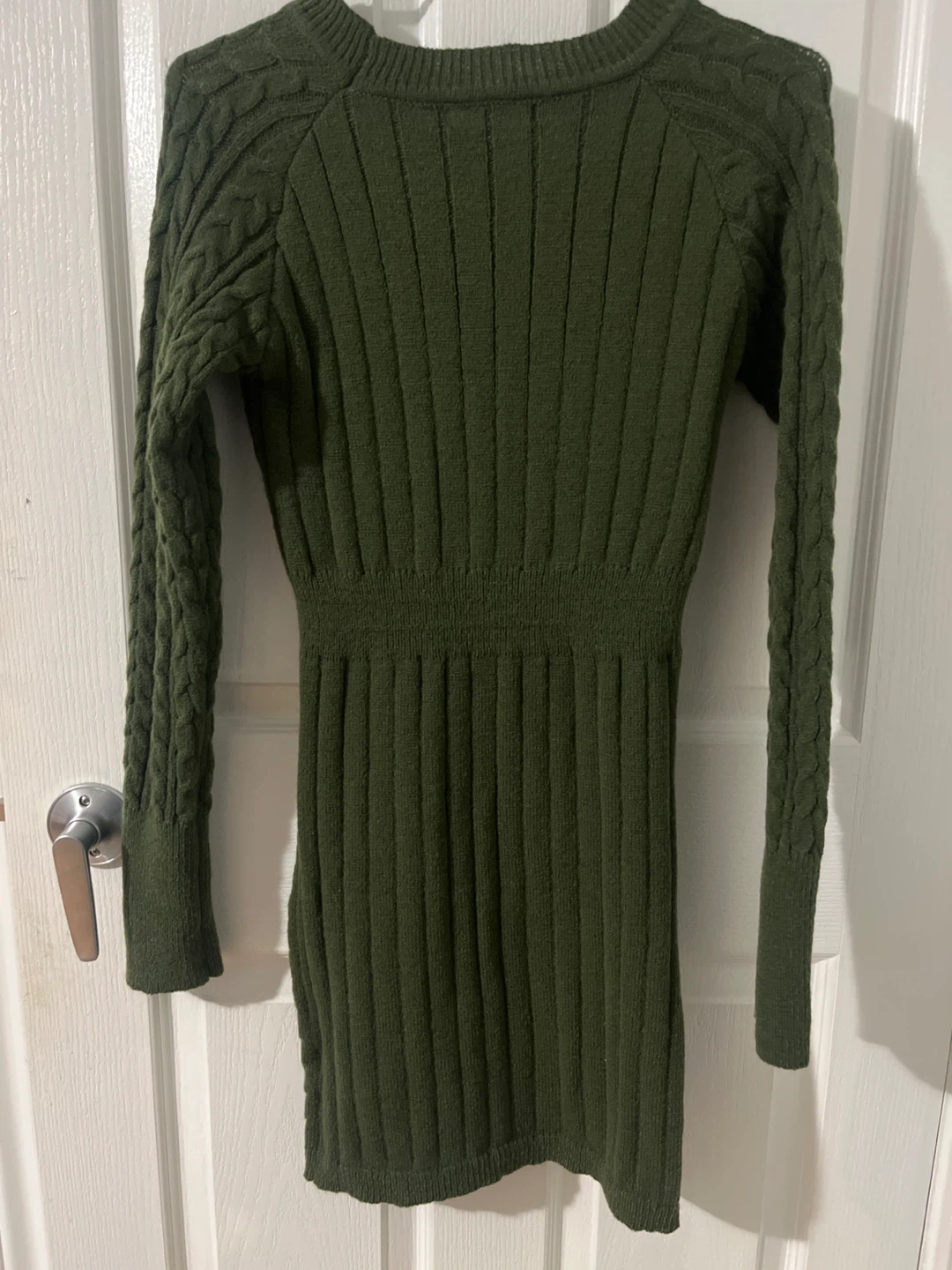 Olive Green Cable Knit Sweater Dress - photo 2