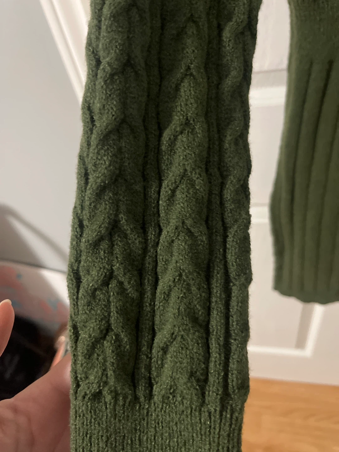 Olive Green Cable Knit Sweater Dress - photo 3