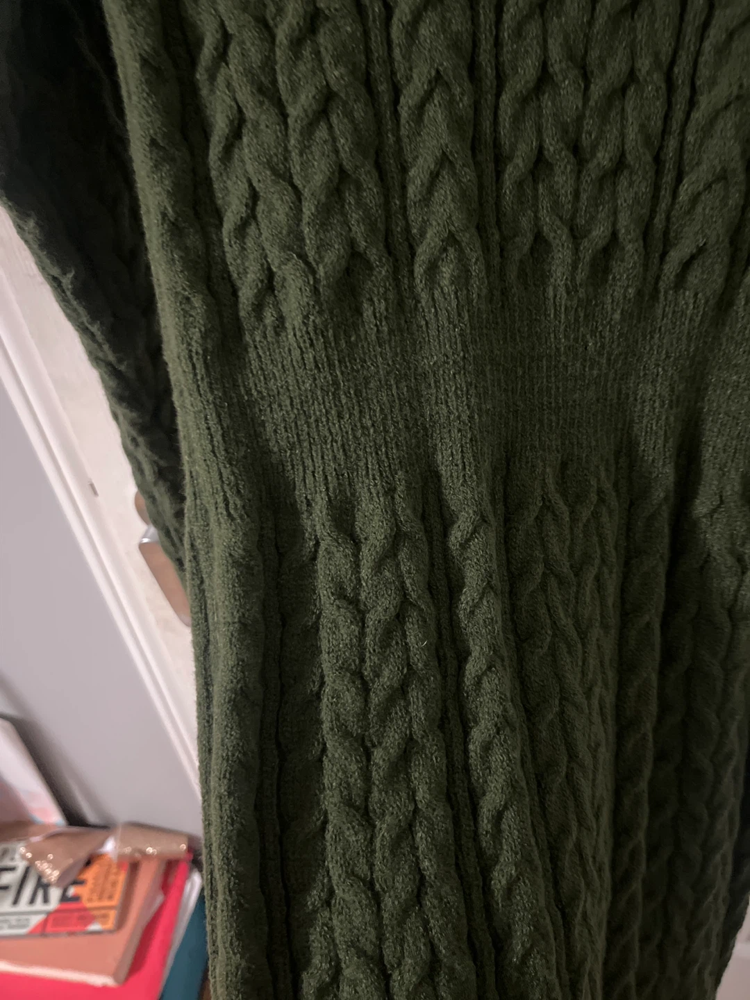 Olive Green Cable Knit Sweater Dress - photo 4