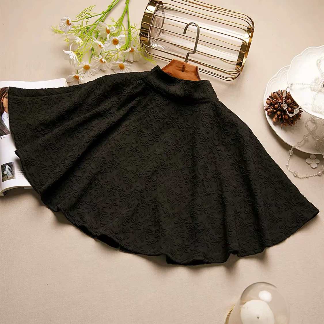 Black Floral Textured Capelet - photo 2