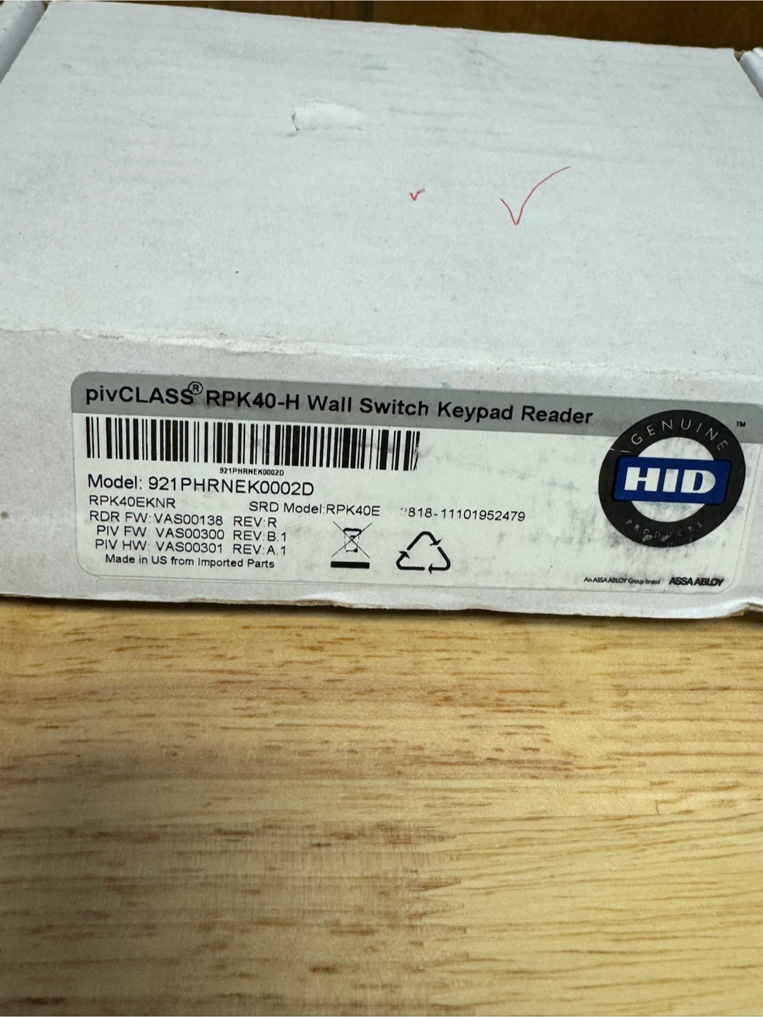 HID pivCLASS RPK40-H Wall Switch Keypad Reader - photo 2