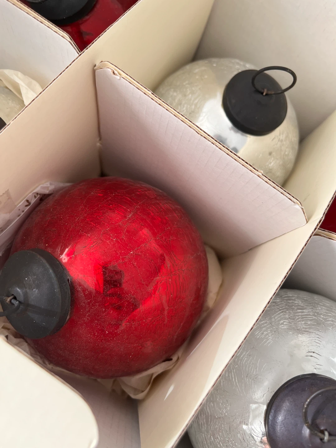 Pottery Barn Crackle Glass Christmas Ornaments - photo 3