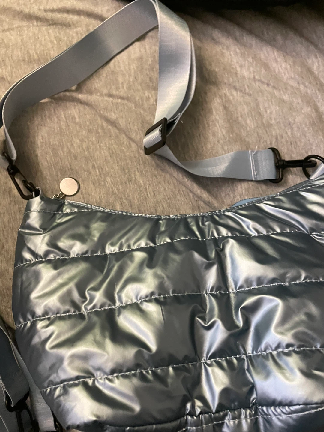 Metallic Blue Puffer Shoulder Bag - photo 3