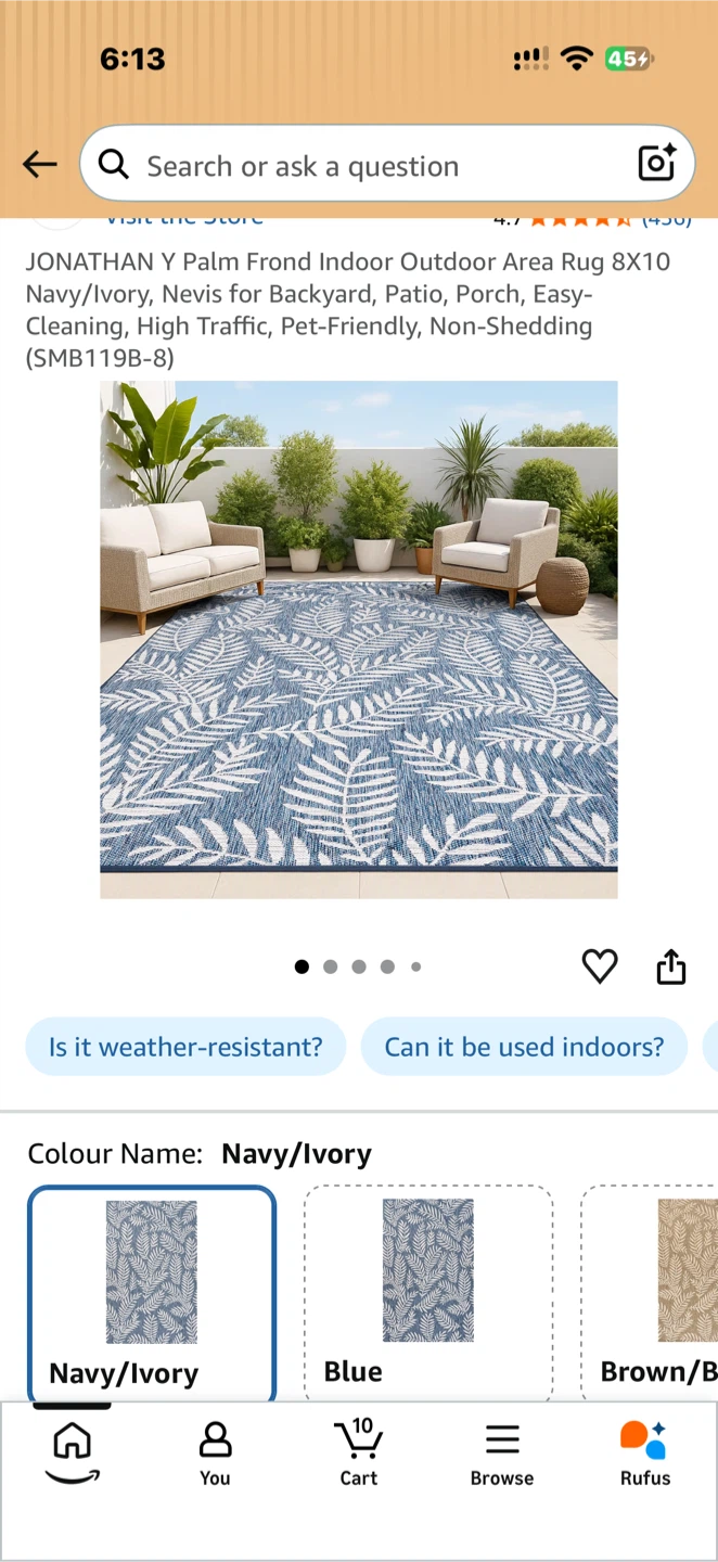 JONATHAN Y Palm Frond Indoor Outdoor Rug 7'9" x 10' - photo 2